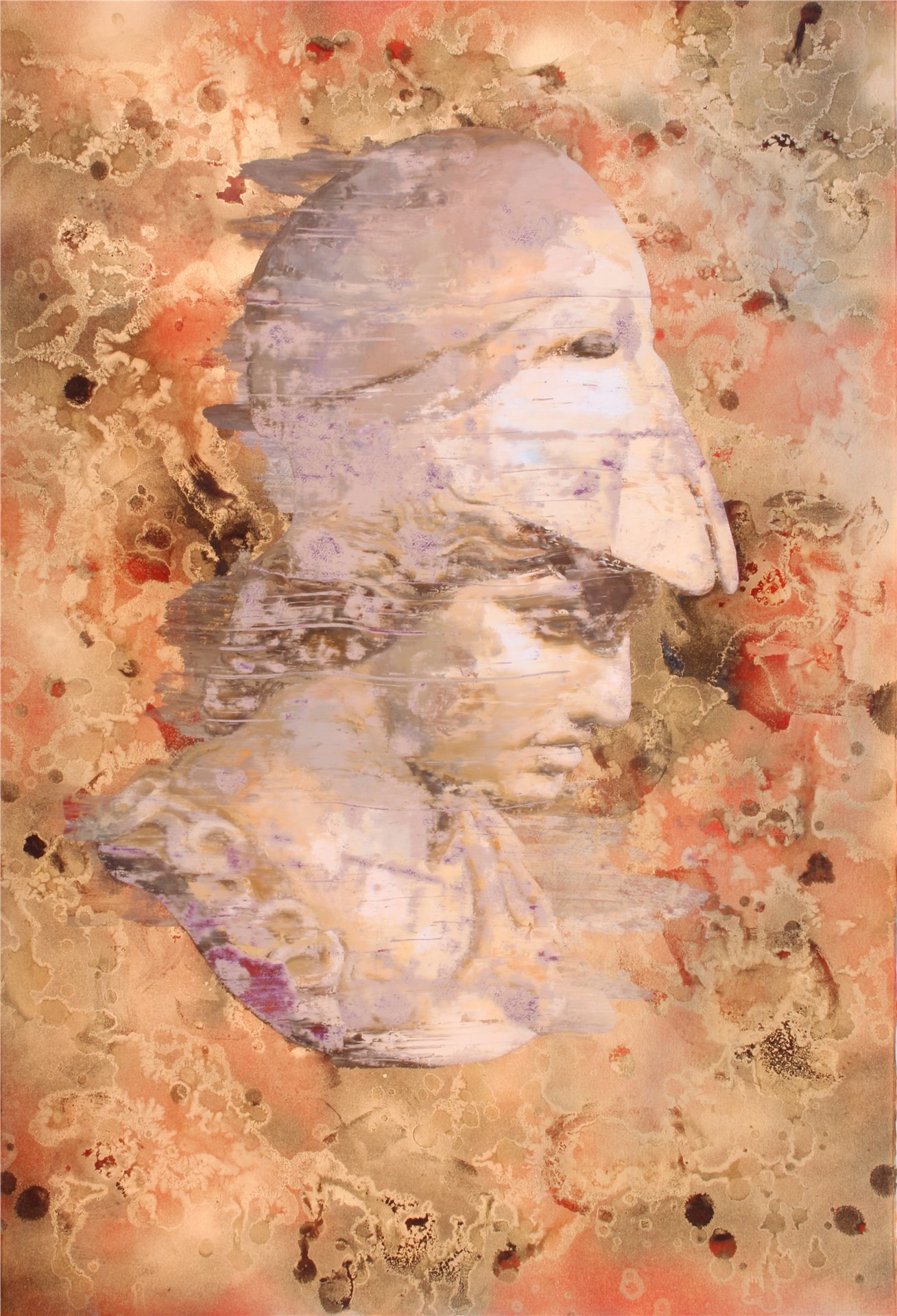 Atena, óleo, spray, acrílico y tinta china sobre papel de 112 x 76 cm de Torregar, 2025