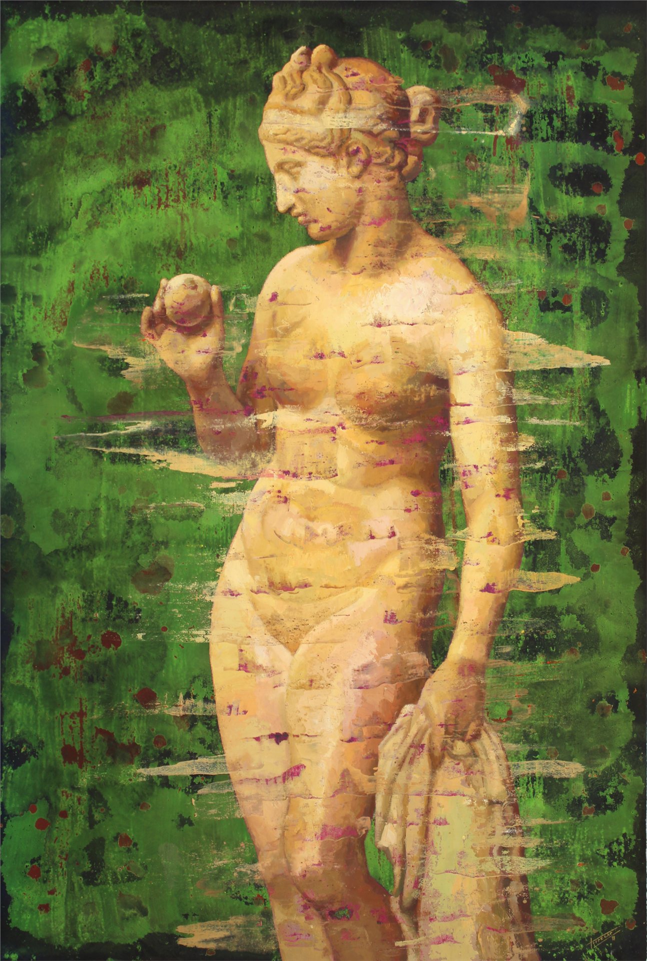 Venus de la manzana, técnica mixta sobre papel de 112 x 76 cm de Torregar